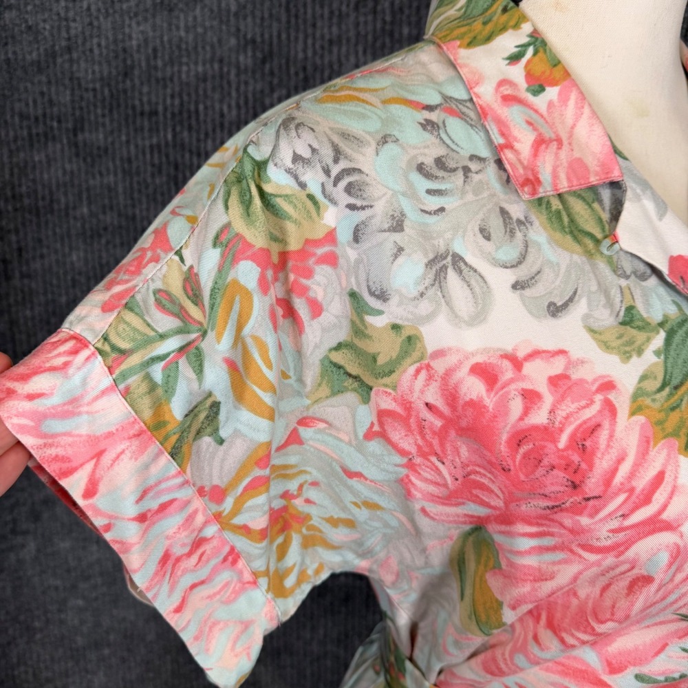 Vintage 1970s Floral 2 Piece Skirt Blouse Set 26" Waist Pastel Cottage Retro - Picture 7 of 16